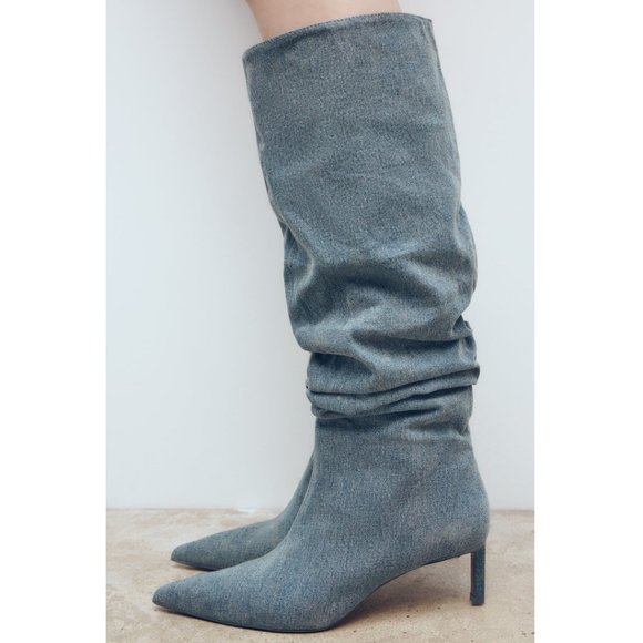 Zara Slouchy Denim Boots - Picture 8 of 8